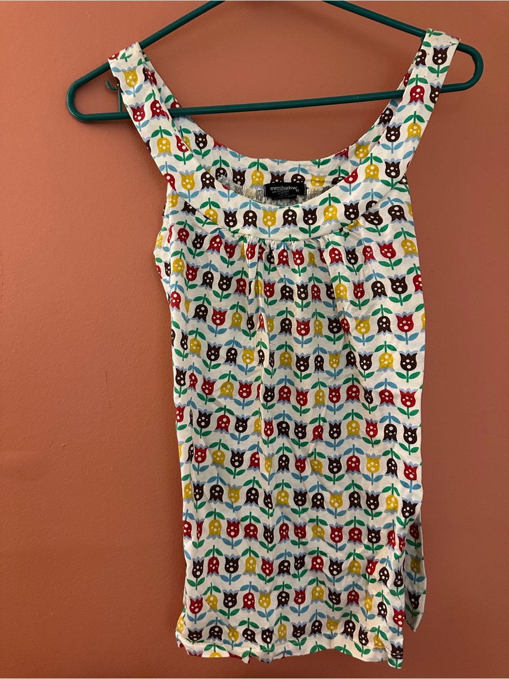 Floral Tulip Print Tank Dress in White